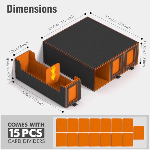 3-Drawer Trading Card Storage Box Holds 2500+ Cards(Orange) - color: Orange