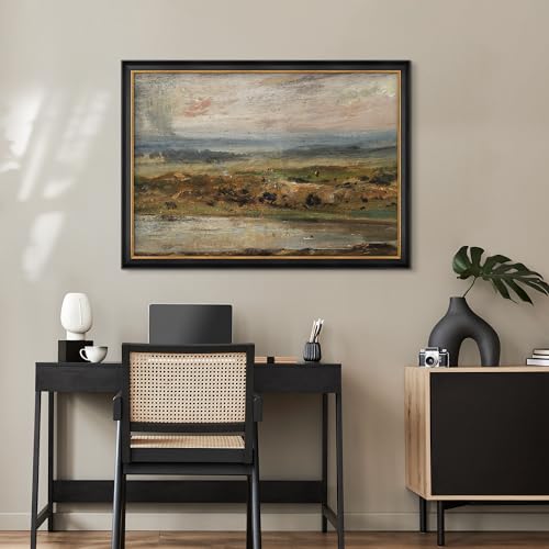 MUDECOR Premium Framed Wall Art Rustic Countryside Village Nature Wilderness Illustrations Fine Art Decorative Farmhouse/Country Relax/Calm Multicolor for Living Room, Bedroom, Office - 26"x36" Black - color: A07-2308-na35, size: 36"L x 26"W, style: Black