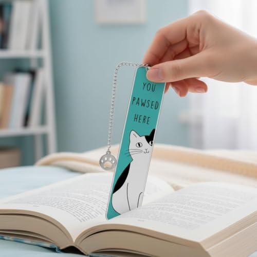Cat Gifts for Women, Cute Cat Bookmarks for Bookish Girls, Back to School Gift Supplies, Birthday Graduation Gift for Cats Mom, Cats Themed Gift for Woman Men Boys, Reading Accessories for Book Lovers - color: Blue