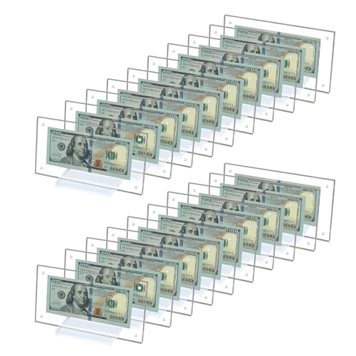 Dollar Bill Frame Display Acrylic Dollar Bill Holder 3.9X7.8Inch for Dollar Bill Display Case Magnet Currency Display Frame Self Standing for Money Ticket Picture Photos (Transparent-20) - color: Transparent-20
