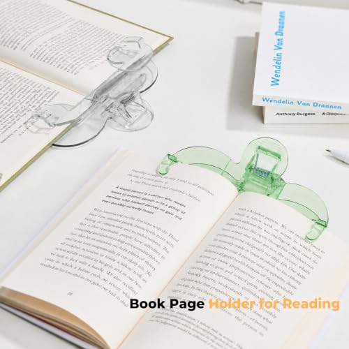 Transparent Book Page Holder for Reading, Large Book Clip, Green - color: Green