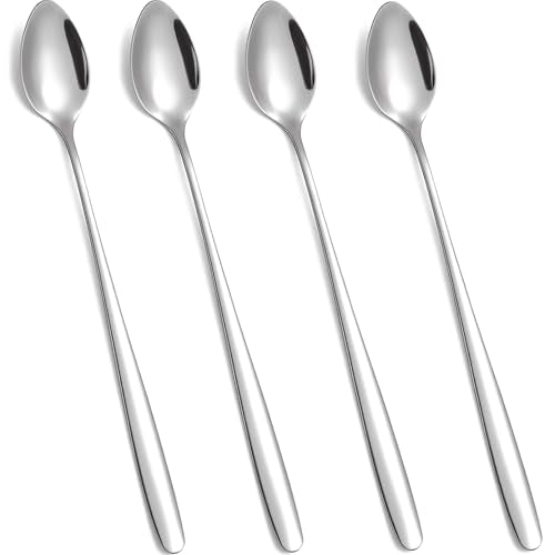 7.8-Inch Stainless Steel Iced Tea & Coffee Spoons - Set of 4 - color: A-Silver Set of 4