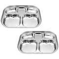 Korean Stainless Steel Divided Plates for Toddlers & Kids, Non-Toxic, 2PK - size: 5 Compartments