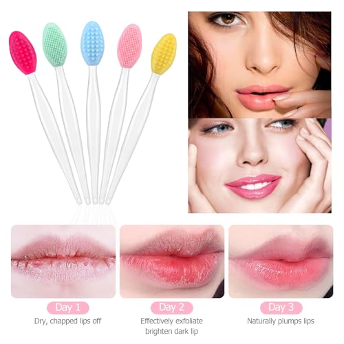 5Pcs Lip Scrubber Exfoliator,Pore Scrub Brush for Face,Nose Scrubber,Silicone Lip Pore Cleansing Brush for Exfoliating, Massageing, Blackheads Removal, Color Skin Care, DIY Masks
