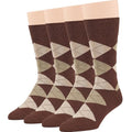 7BIGSTARS Men Cotton Patterned Crew Dress Socks 4-6 Pack, L 9-12 - color: 06b - Argyle, Brown-beige/Tan (Ar05)