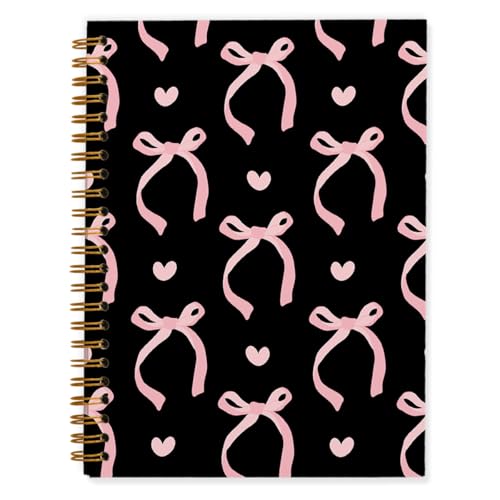 QUICQOD Pink and Black School Supplies Spiral Notebook 5.5x8.3 Inch - color: Black and Pink