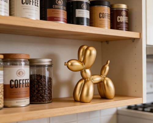 4 Inch Matte Gold Balloon Dog Sculpture - color: Gold