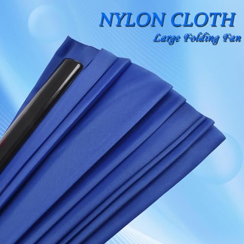 Folding Fan Chinese Hand Fan Performance Fan Nylon-Cloth Fan 13 inch (Blue) - color: Blue