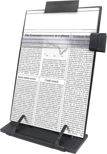 Keenjorika Desktop Document Book Holder with 7 Adjustable Positions, Black Document Holder for Desk, Paper Holder Copy Stand Holder for Speech, Paper Holder Stand for Desk Typing, Angle Adjustable