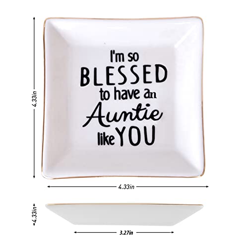 Aunt Gifts Ring Dish Blessed Auntie Jewelry Tray Birthday Gift from Niece - color: Auntie
