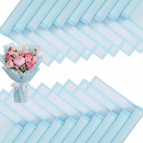 Ctosree 240Sheets Flower Wrapping Paper,Waterproof Korean Bouquet Wrap 23in - color: Baby Blue