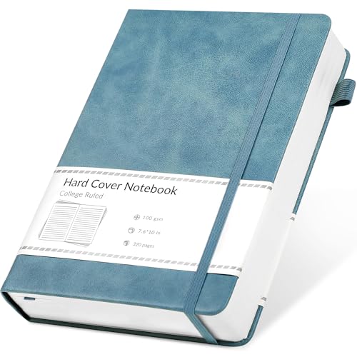 CAGIE Lined Journal Notebook, 320 Pages College Ruled Notebook, 100 Gsm Paper Thick Journal, B5 Hardcover Leather Journals for Writing Women Men, 7.6x10 In, Blue - color: Blue, style: Lined B5