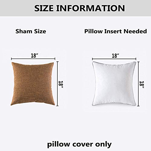 Kevin Textile Decor Lined Linen Throw Pillow Cases Cushion Cover Pillow Covers for Chair, 18"x18"(2 Pack, Hazel Brown) - color: Hazel Brown, size: 18" x 18" (Pack of 2)