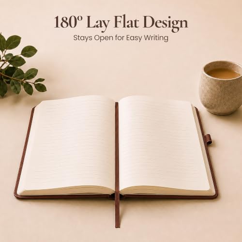Lined Journal Notebook Hardcover Leather Bound 300 Pages A5 Brown Diary - color: Brown, size: A5 300 Pages