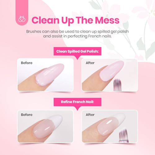 Beetles Gel Polish Nail Art Brushes Set 6 Pcs Nail Brush and 8 ml Pink - color: C-Pink-06