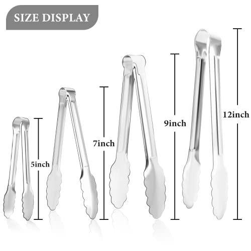 8 Pack Serving Tongs XEVOM Kitchen Tongs,Buffet Tongs, Stainless Steel Food Tong Serving Tong,small tongs (12inch) - size: 12inch