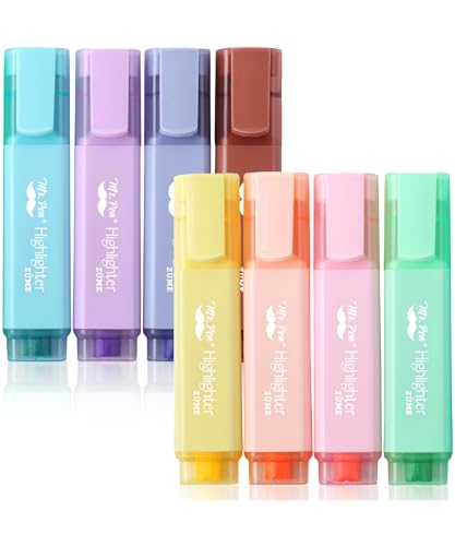 Mr. Pen- Pastel Highlighters, 8 Pack, Highlighters with Firm Chisel Tip - color: Pastel