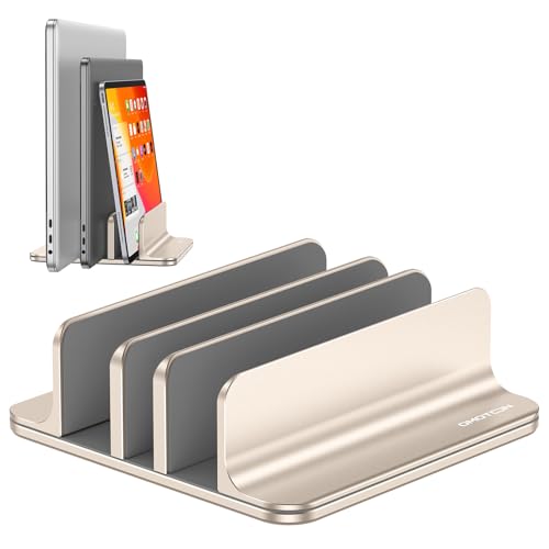 OMOTON 3-Slot Multiple Vertical Laptop Stand, Fits MacBook, Starlight - color: Three Slots-Starlight