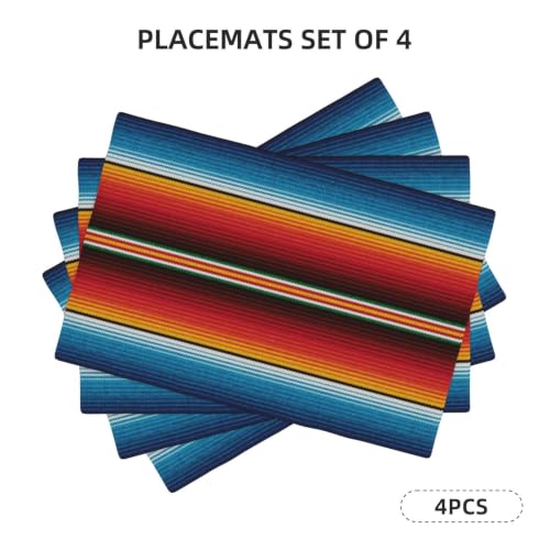 Mexican Stripes Placemats Rectangle Linen Table Placemet Set of 4 - color: Colorful, size: Set of 4
