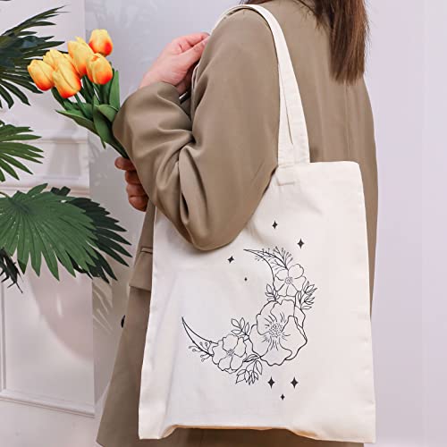 Reginary 4 Pack Canvas Tote Bag, Aesthetic Tote Bag for Women, Wildflower - style: Wildflower