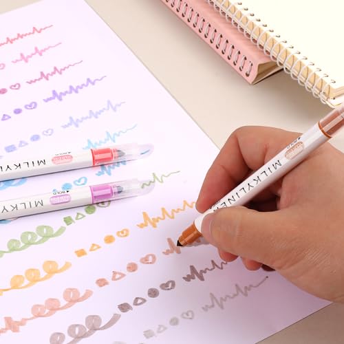 HANKU 24 Pcs Pastel Highlighters,Dual Tip No Bleed Assorted Colors - color: 24 Colors