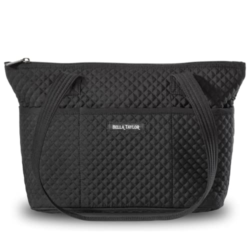 Bella Taylor Small Tote, Quilted Shoulder Bag for Women - color: Vintage Black
