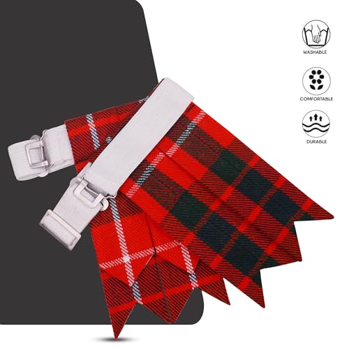 EZE Kilt Flashes for Men with Heavy Buckle Adjusters, Plain & Tartan Kilt Sock Flashes Acrylic Wool - color: Fraser