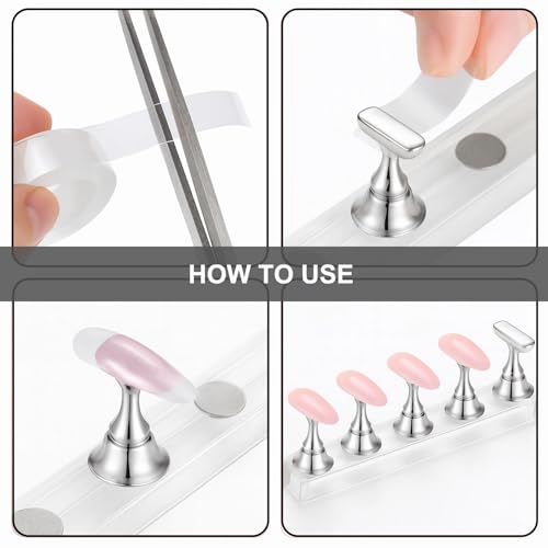 Nail Art Tools Set – 15pcs Nail Brushes, 5pcs Dual-Ended Dotting Pens, Nail Stand & Holder Kit with Brush Rack, Tweezers & Double-Sided Tape for DIY Nail Design & Press On Nails