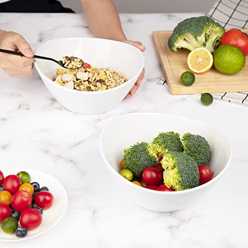 GarveeHome 8 in Ceramic Deep Soup Bowls & Salad Bowls - 42 oz Large Bowls Set of 4 for Kitchen - White Ceramic Serving Bowls for Salads, Cereal, Soup, Dishwasher & Microwave Safe - size: 42 OZ