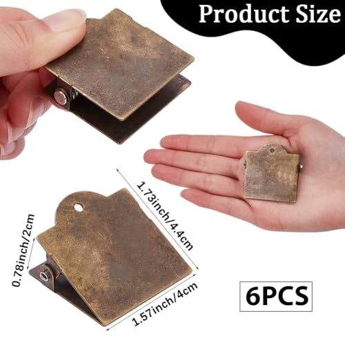 CRASPIRE 6Pcs Blank Metal Book Clip Antique Bronze Vintage Journal Notebook Clip Travelers Planner Page Holder Small Decorative Binder Holders TN Accessories for Art Journaling Reading Decoration