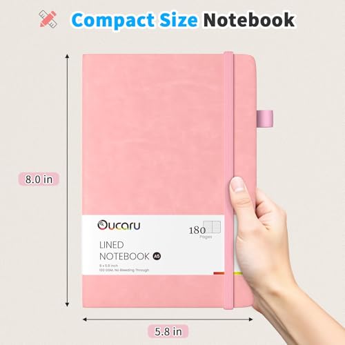 Oucaru 4 Pack A5 Lined Journal Notebook for Writing, 180 Pages - color: Pink, size: 4 Pack