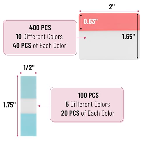 Mr. Pen- Sticky Index Tabs, 500 pcs, 21 Sets, Pastel - color: Pastel