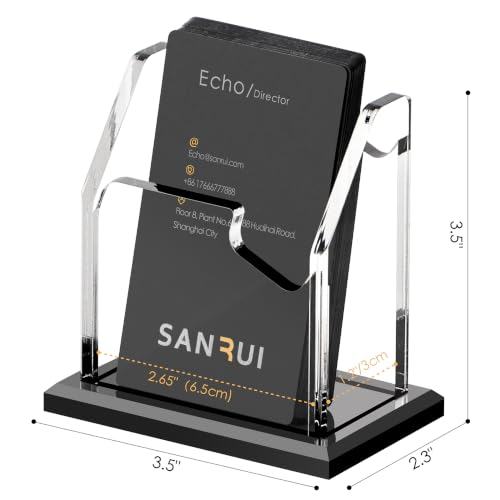 SANRUI Black Vertical Business Card Holder for Desk 1 Slot Clear Acrylic