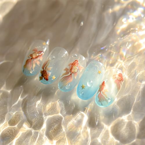 5D Embossed Under The Sea Stickers for Nail Art Jelly Fish Self-Adhesive Nail Art Decals for Women Nail Supplies Art Design Stickers (to4812) - style: to4812