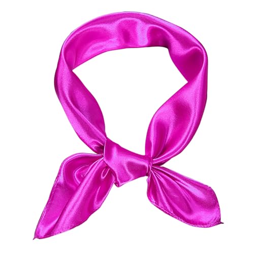 1 Piece of Square Satin Scarf Wrap Ribbon Neck Scarfs Halloween Retro Costume (23.62" x 23.62") - color: Hot Pink