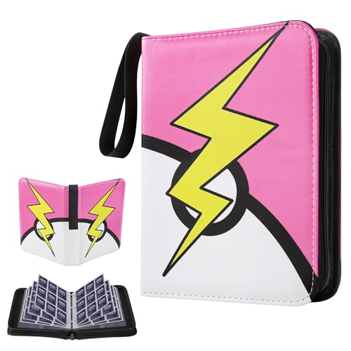 9 Pocket Trading Card Binder, Portable Card Collection for Standard Cards - color: B Pink-Lighting, size: 9-Pocket
