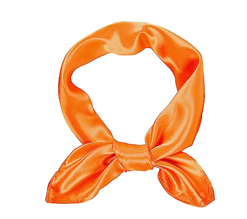 1 Piece of Square Satin Scarf Wrap Ribbon Neck Scarfs Halloween Retro Costume (23.62" x 23.62") - color: Orange