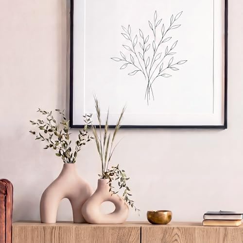Patelai Set of 2 Mid Century Modern Home Decor Donut Vases, Brown - color: Brown