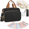 FINPAC Large Bible Cover Case for Women, Bible Bag Study Supplies Kit - color: Black