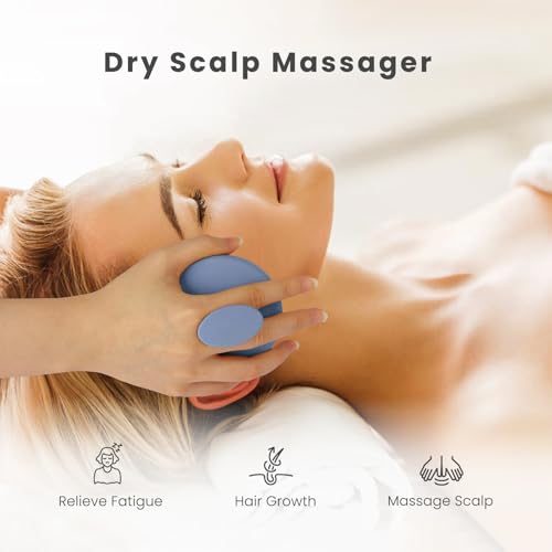 AIMIKE Scalp Massager Shampoo Brush, Soft Silicone Hair Scrubber - color: Morandi - Haze Blue