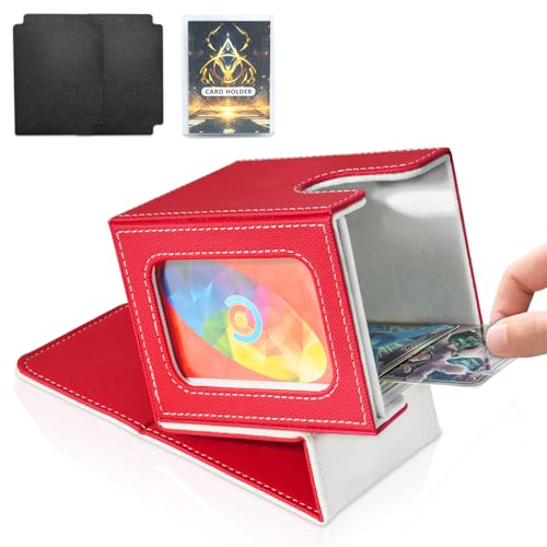 Card Deck Box for MTG Commander, Deck Case Holds 100 Double-Sleeved Cards - color: Red & White, size: 1 Box
