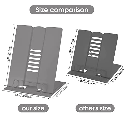 Large Book Stand for Desk Reading Hands Free, MSDADA Adjustable Book Holder - color: Grey