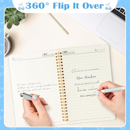 CNhoqc Lined Spiral Journal Notebook, 2 Pcs Blue Coquette Aesthetic Preppy - color: Blue