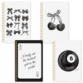 CNhoqc Black Spiral Journal Notebook, 4Pcs A5 Black Watercolor Aesthetics - color: 4-Pcs Black Bow-A