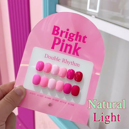 Double Rhythm 6 Pcs 15 ML Gel Polish Set Same Color Same Bottle Soak Off Gel Polish Kit Nail Art Manicure Salon DIY at Home for Women (Bright Neon Light Pink Purple-T6-13) - color: Bright Pink