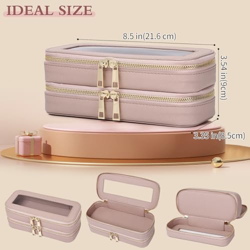 Pinkmik Double Layer Makeup Bag, Pink, Double SLIM - color: B3/Pink, size: 2-Layer SLIM
