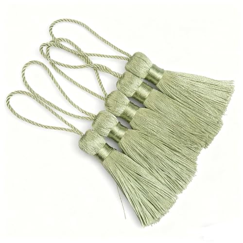 20Pcs 4.3 Inch Silky Mini Craft Tassels for Earrings, Souvenir(Grass Green) - color: Grass Green