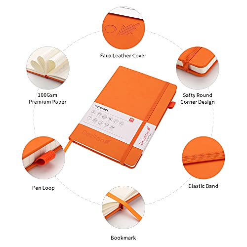 Lined Journal Notebooks with Pen Loop, Hardcover Notebook Journal for Work, 100Gsm Premium Thick Paper with Inner Pocket, Medium 5.7''''x8.4'''', ?Orange, Ruled, 1 Pack - color: Orange, size: 1 Pack
