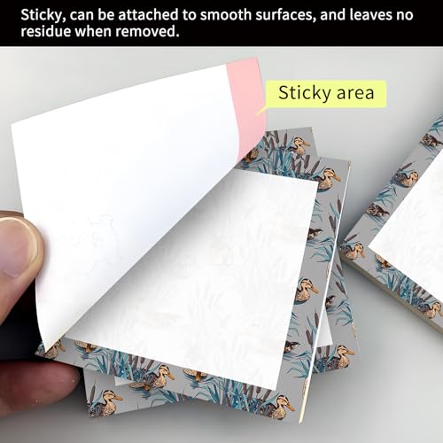 Cute Sticky Notes 3 x 3 in, 2 Pack Self Stick Note Pads with Fun Patterns, Strong Adhesive Memo Pads for Office School Home, 80 Sheets per Pad Cute Ducks - color: Cute Ducks