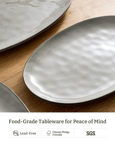famiware Serving Platters Set of 3 Sizes - Oval, Grey - color: Gray